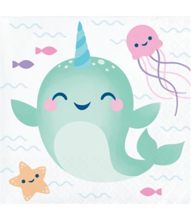 Creative Converting Narwhal Party Beverage Napkins - 16ct