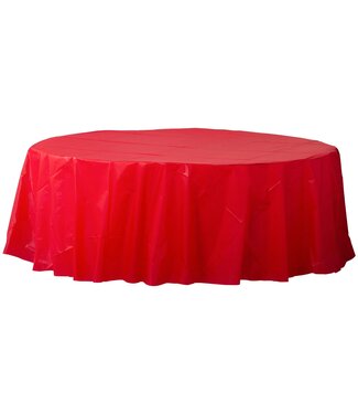 84" Round Plastic Table Cover - Apple Red