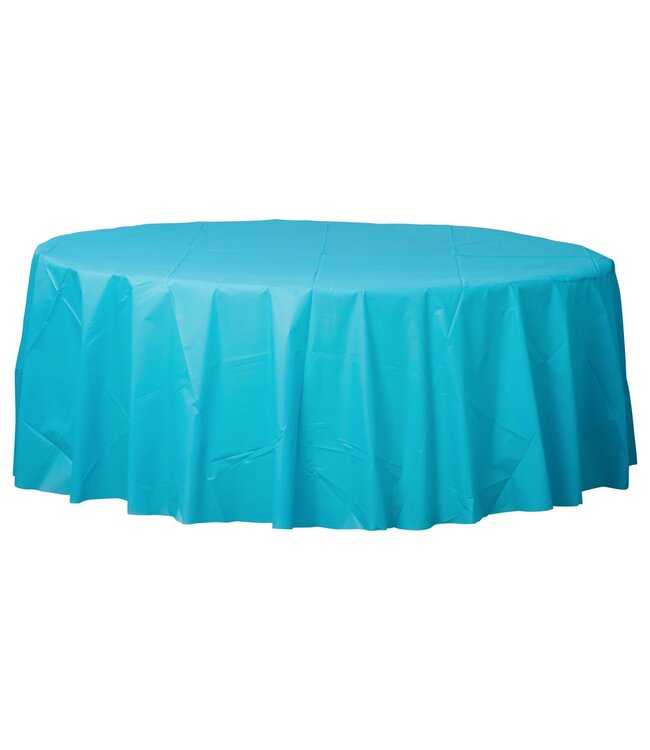 84" Round Plastic Table Cover - Caribbean