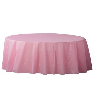 84" Round Plastic Table Cover - New Pink