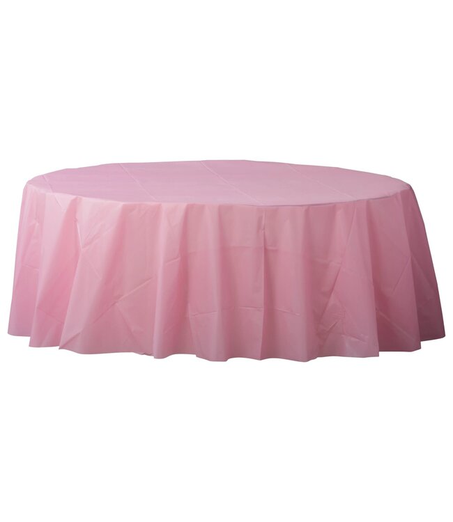 84" Round Plastic Table Cover - New Pink