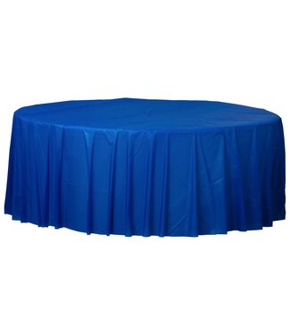 84" Round Plastic Table Cover- Bright Royal Blue