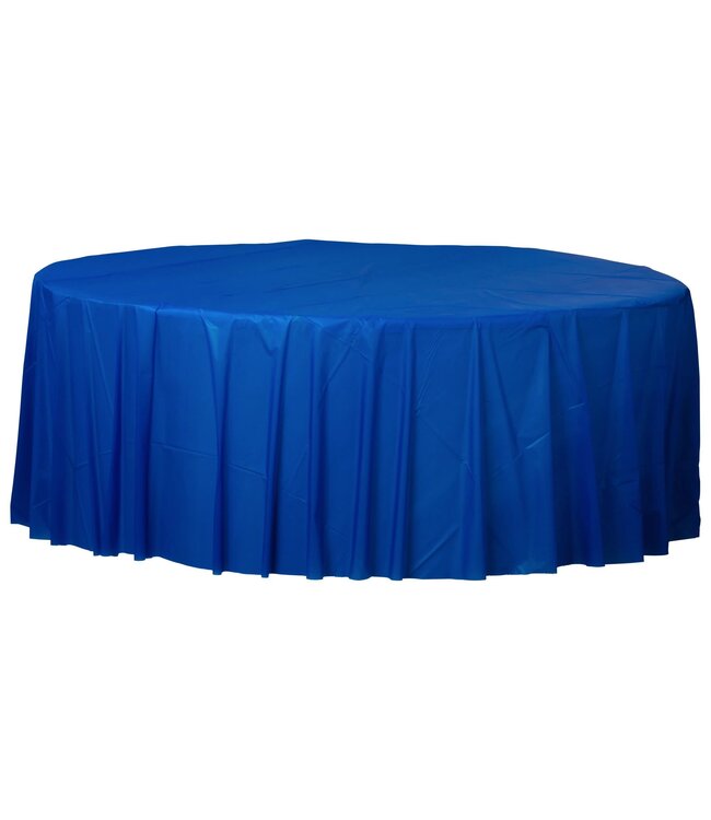 84" Round Plastic Table Cover- Bright Royal Blue