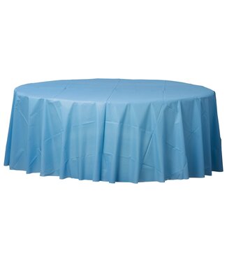 84" Round Plastic Table Cover - Pastel Blue
