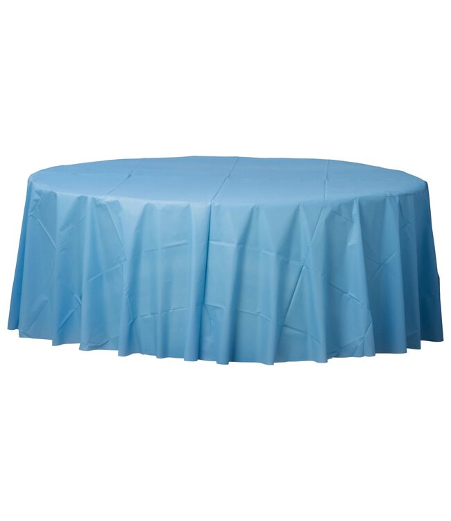 84" Round Plastic Table Cover - Pastel Blue
