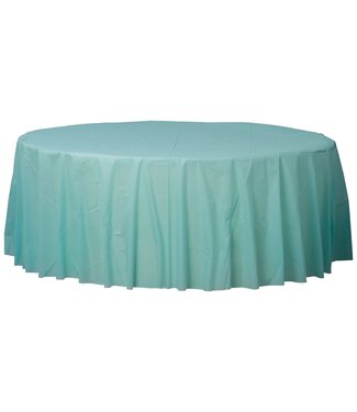 84" Round Plastic Table Cover - Robin's-Egg Blue