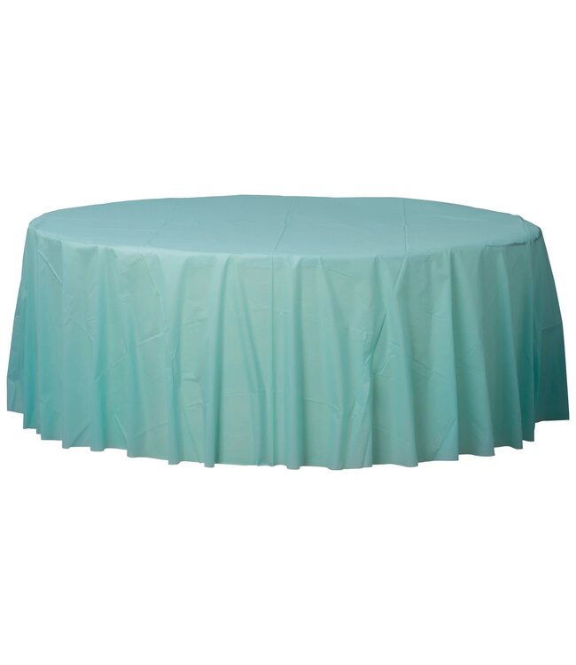 84" Round Plastic Table Cover - Robin's-Egg Blue