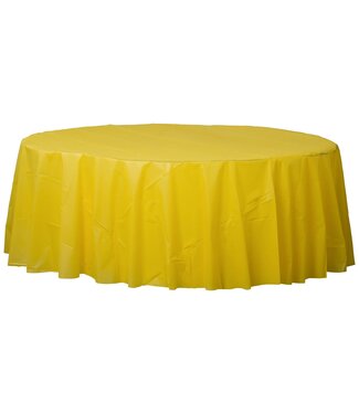 84" Round Plastic Table Cover - Yellow Sunshine
