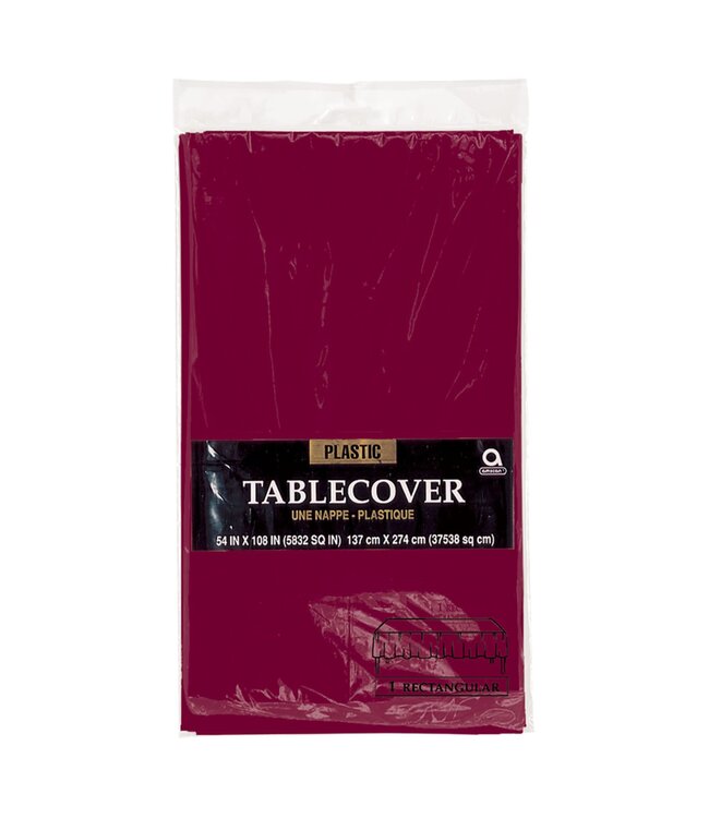 54" x 108" Plastic Table Cover - Berry