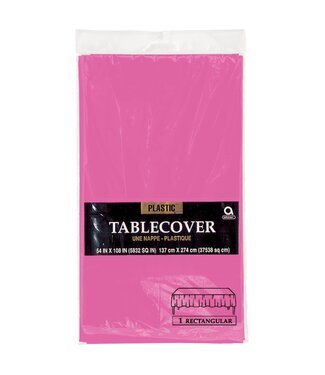 54" x 108" Plastic Table Cover - Bright Pink
