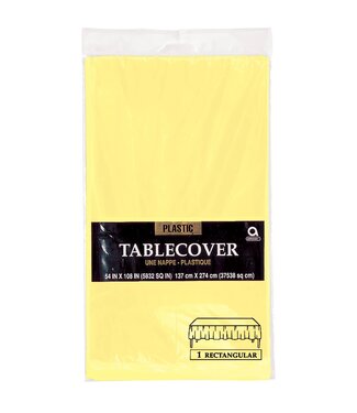 54" x 108" Plastic Table Cover - Light Yellow