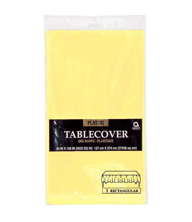 54" x 108" Plastic Table Cover - Light Yellow