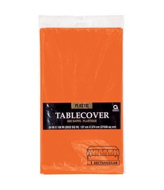 Amscan 54" x 108" Plastic Table Cover - Orange Peel