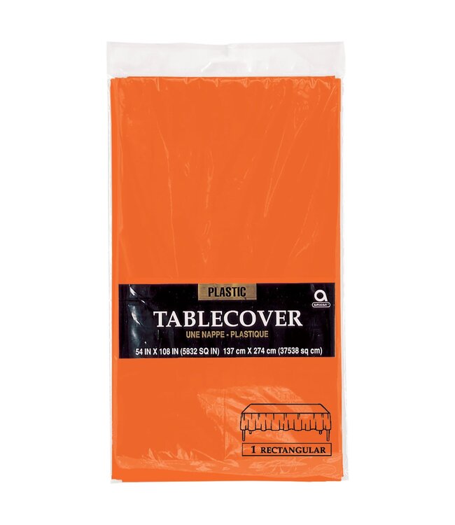 Amscan 54" x 108" Plastic Table Cover - Orange Peel