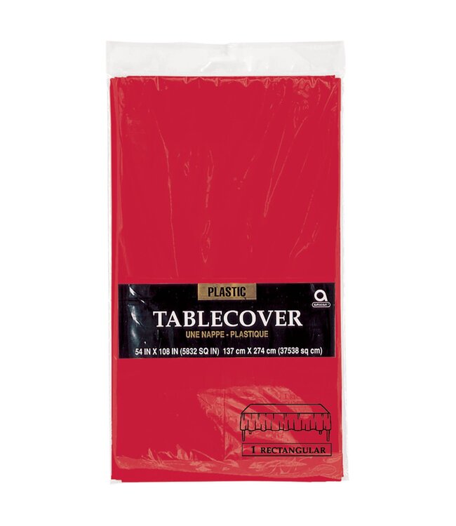 Amscan 54" x 108" Plastic Table Cover - Apple Red
