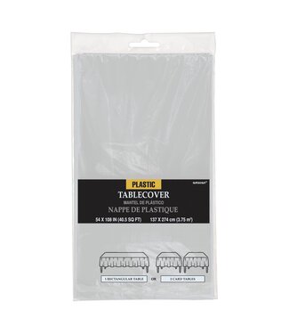 54" x 108" Plastic Table Cover - Silver