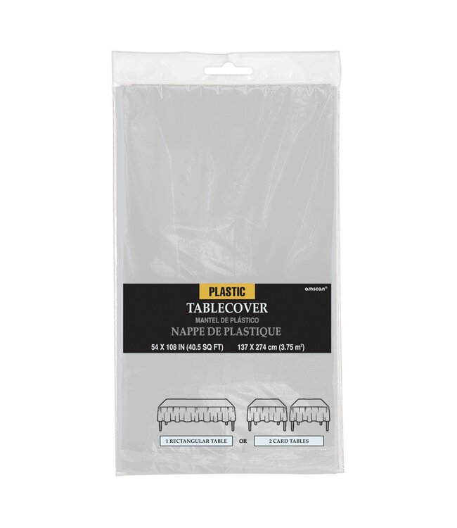 54" x 108" Plastic Table Cover - Silver