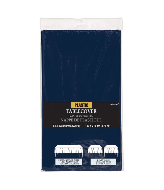 Amscan 54" x 108" Plastic Table Cover - True Navy