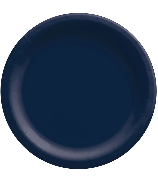 8 1/2" Round Paper Plates, High Ct. - True Navy