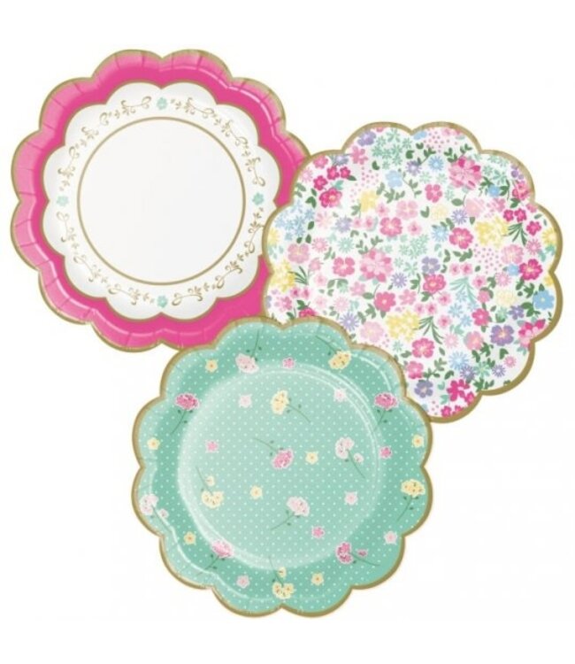 Creative Converting Floral Tea Party Assorted Dessert Plates - 8ct