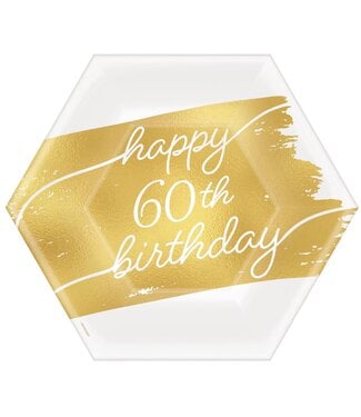 AMSCAN Golden Age 60th Birthday Dessert Plates - 8ct