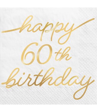 AMSCAN Golden Age 60th Birthday Beverage Napkins - 16ct