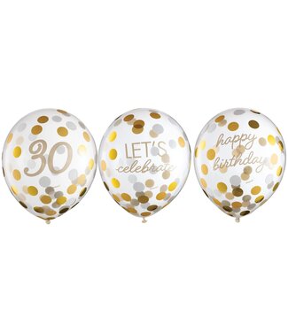 AMSCAN Golden Age 30th Birthday Latex Balloons - 6ct