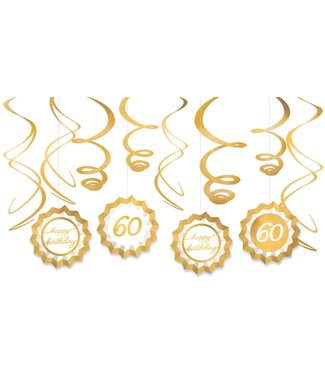 AMSCAN Golden Age 60th Birthday Fan & Swirl Decorating Kit