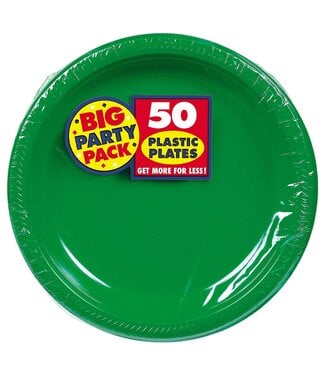 10 1/4" Round Plastic Plates, High Ct. - Festive Green