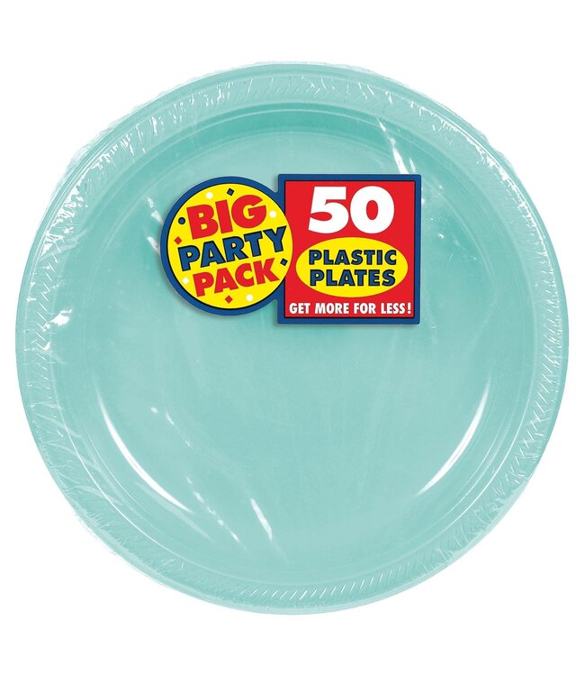 10 1/4" Round Plastic Plates, High Ct. - Robin's Egg Blue