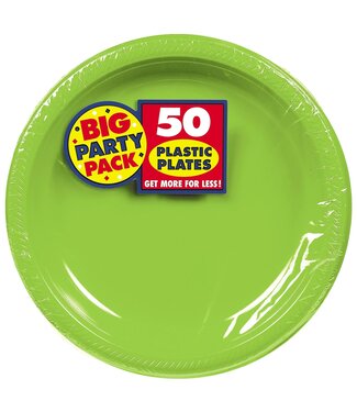 10 1/4" Round Plastic Plates, High Ct. - Kiwi