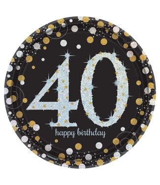 Sparkling Celebration 40th Birthday Lunch Plates - 8ct