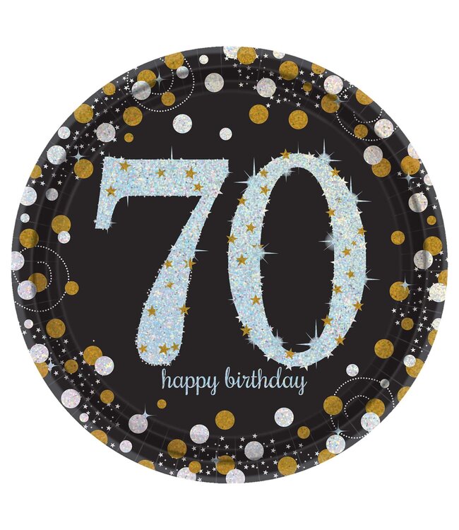 Sparkling Celebration 70th Birthday Lunch Plates - 8ct