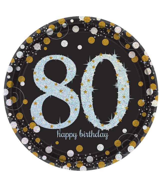 Sparkling Celebration 80th Birthday Lunch Plates - 8ct