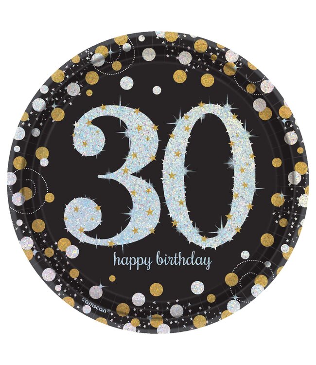 Sparkling Celebration 30th Birthday Dessert Plates - 8ct
