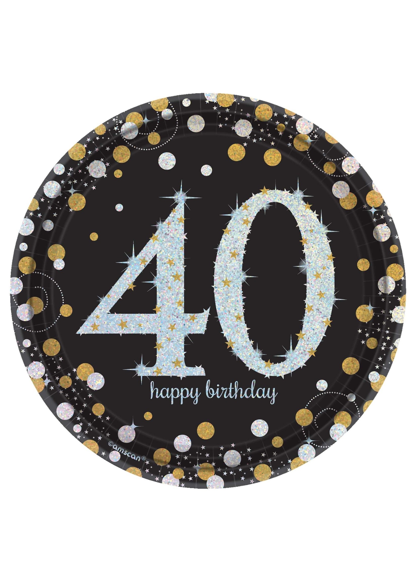 Sparkling Celebration 40th Birthday Dessert Plates - 8ct