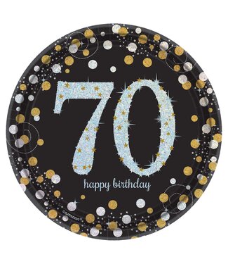 Sparkling Celebration 70th Birthday Dessert Plates - 8ct