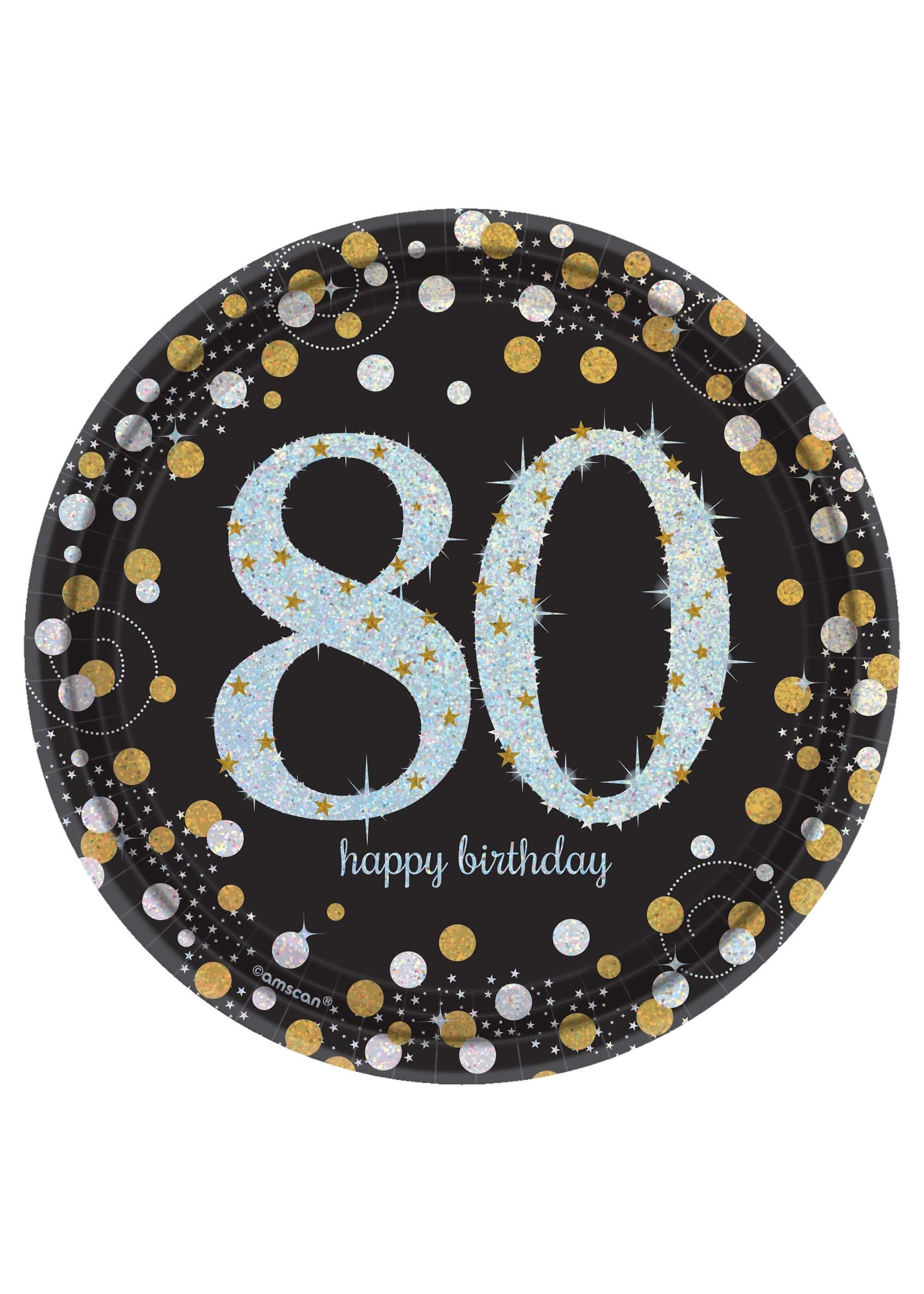 Sparkling Celebration 80th Birthday Dessert Plates - 8ct