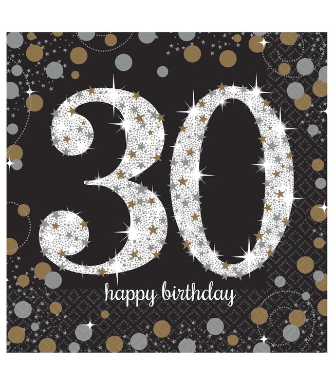 Sparkling Celebration 30th Birthday Lunch Napkins - 16ct