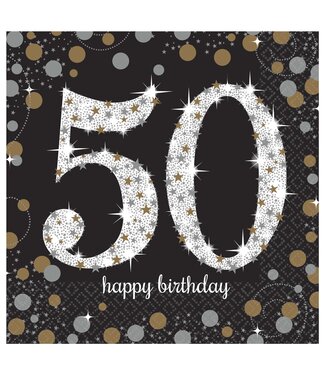 Sparkling Celebration 50th Birthday Lunch Napkins - 16ct