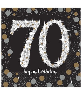 Sparkling Celebration 70th Birthday Beverage Napkins - 16ct