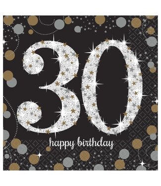 Sparkling Celebration 30th Birthday Beverage Napkins - 16ct