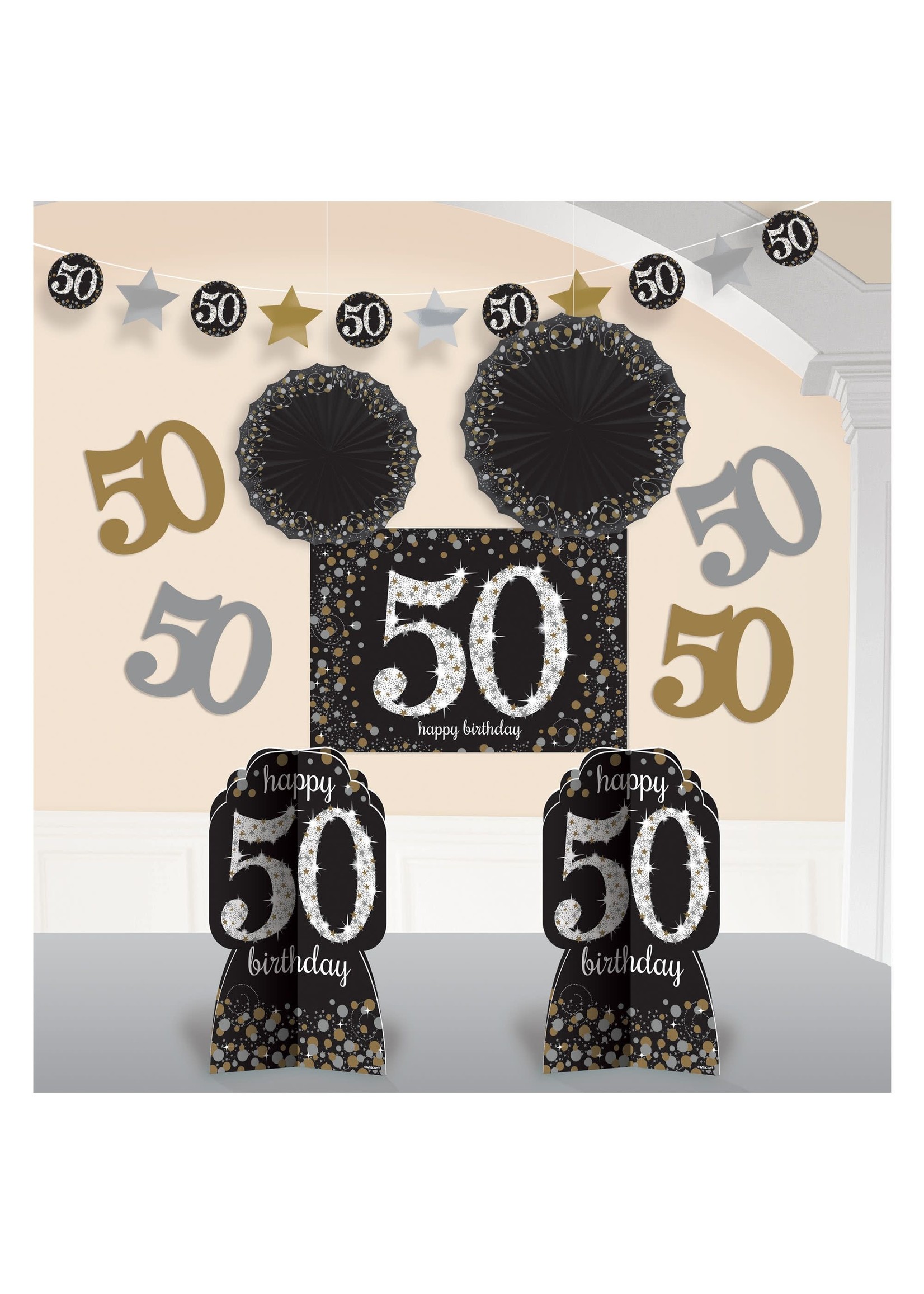 AMSCAN Sparkling Celebration 50th Birthday Room Decorating Kit