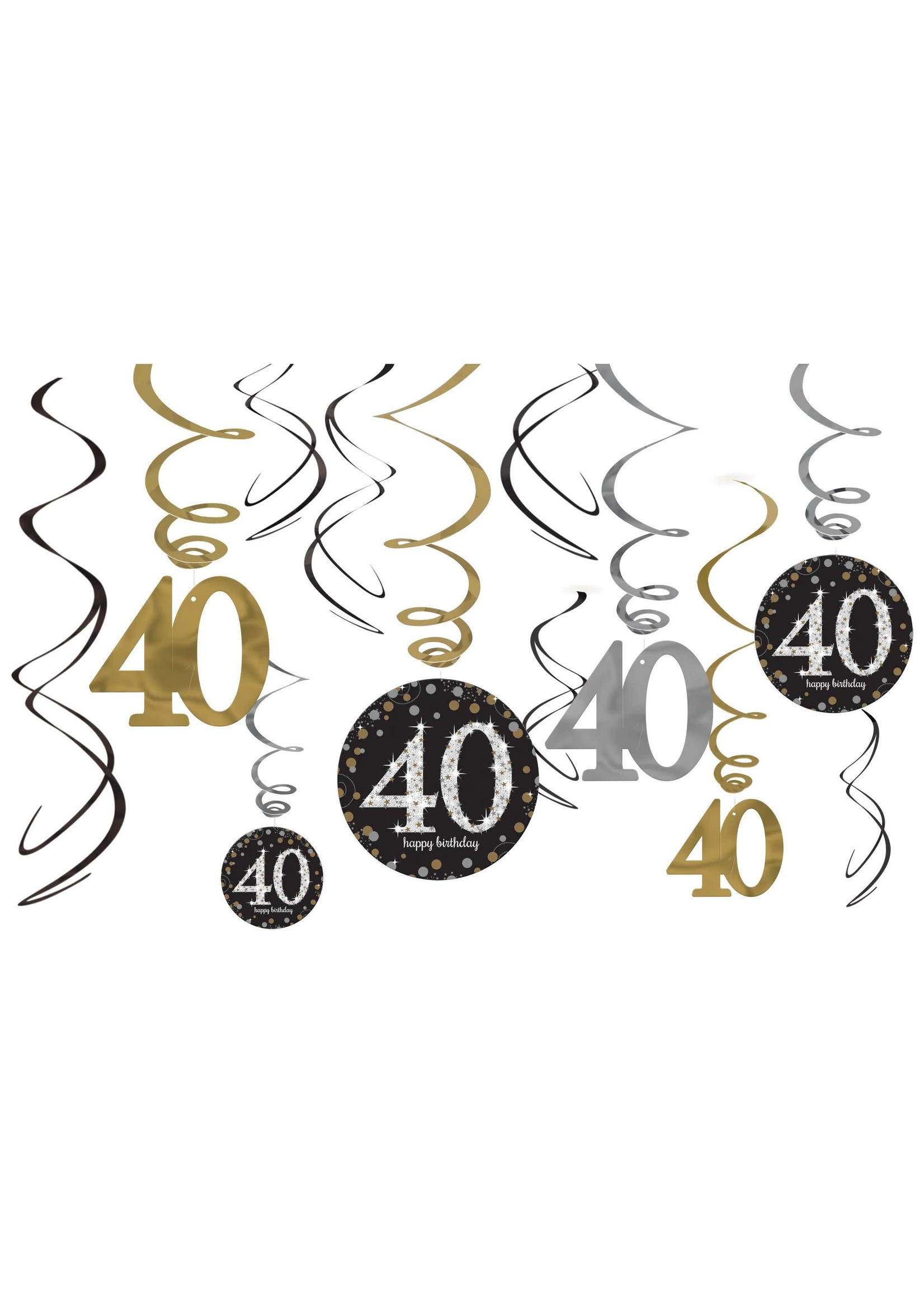 40th Birthday Swirls Streamers & Banner Set – Party Decorations, Pre-Assembled, Reusable, For Home Or Office Celebration - View #6