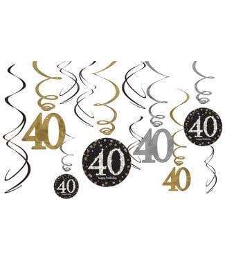Sparkling Celebration 40th Birthday Swirl Decorations - 12ct
