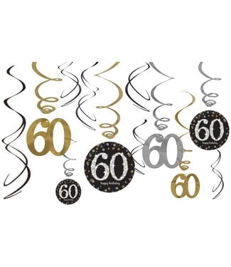 Sparkling Celebration 60th Birthday Swirl Decorations - 12ct
