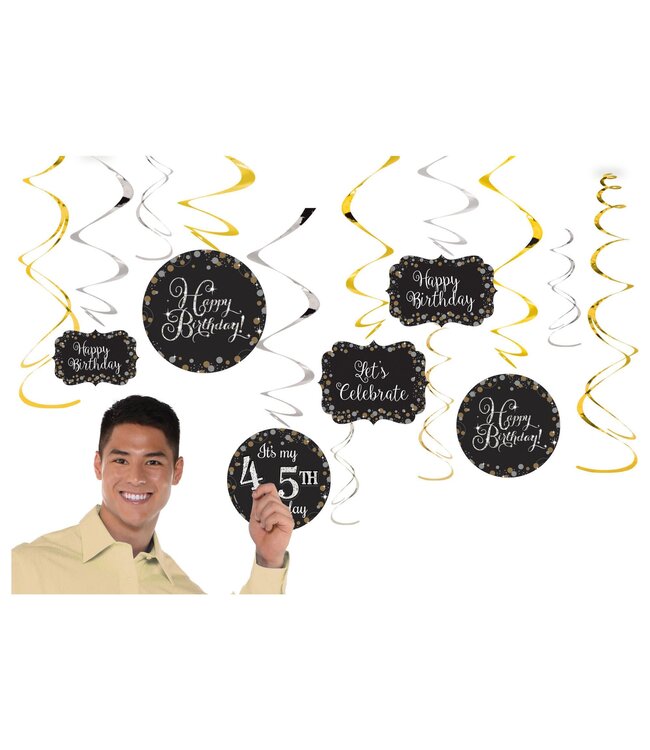 Sparkling Celebration Birthday Swirl Decorations - 12ct