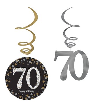 Sparkling Celebration 70th Birthday Swirl Decorations - 12ct