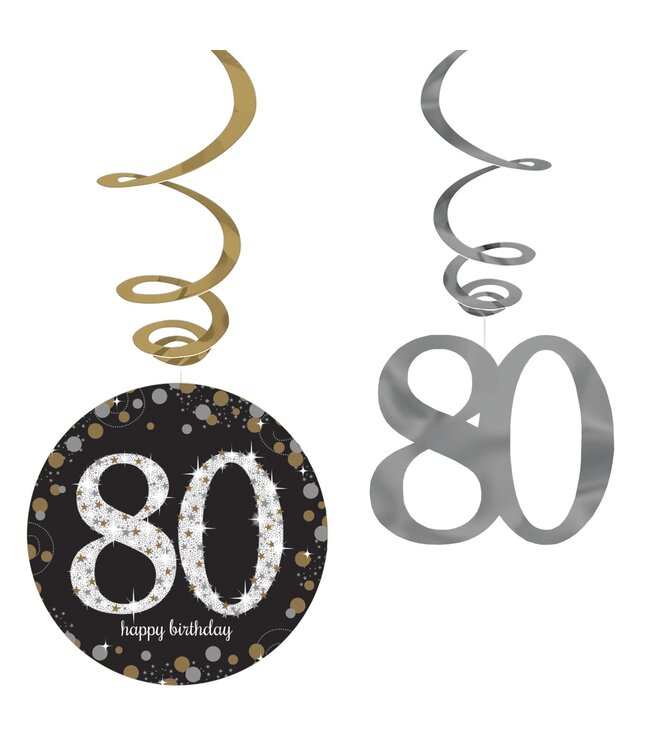 Sparkling Celebration 80th Birthday Swirl Decorations - 12ct