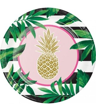 Creative Converting Golden Pineapple Dinner Plates - 8ct